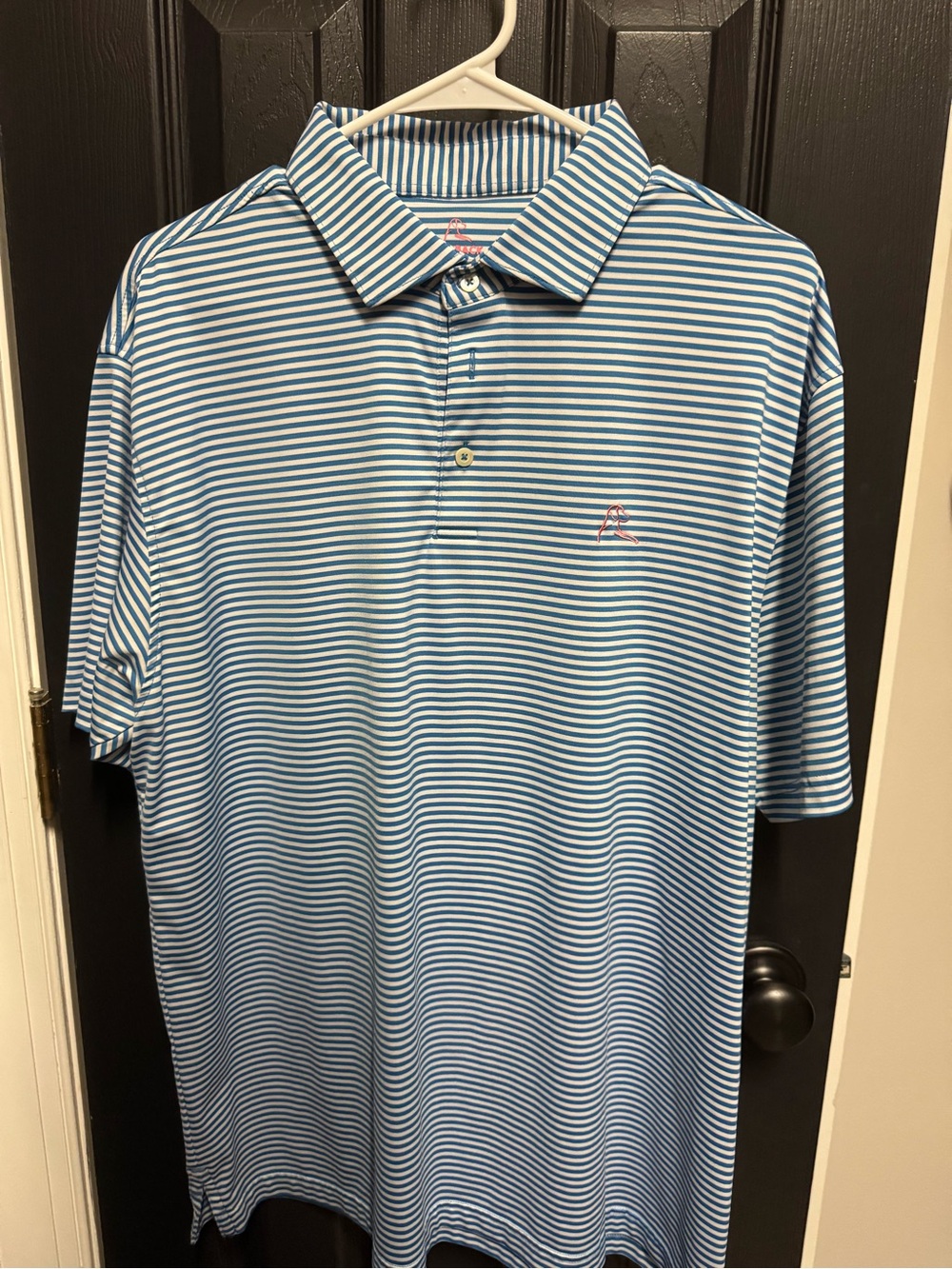Rhoback Blue and White Striped Men's Polo